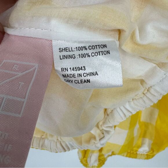 Color Me Courtney Kris Crop Top Small Yellow Gingham Puff - Picture 7 of 8